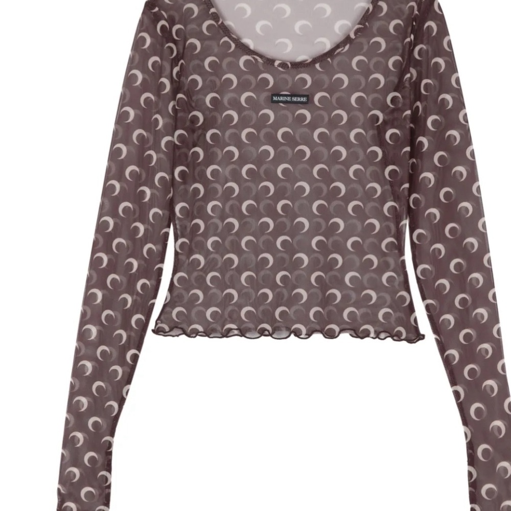 Marine Serre Brown Long Sleeve Crop Blouse